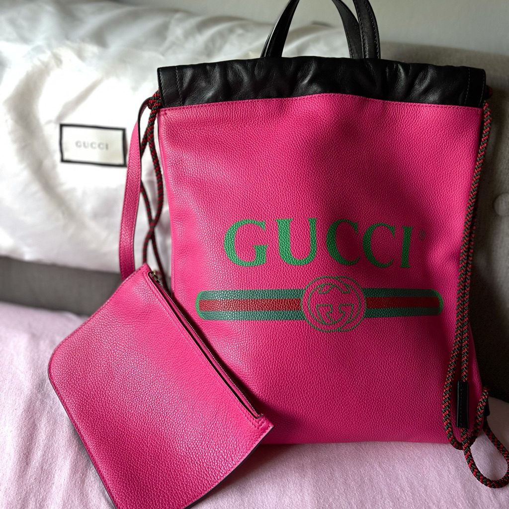 Gucci Pink Drawstring Backpack